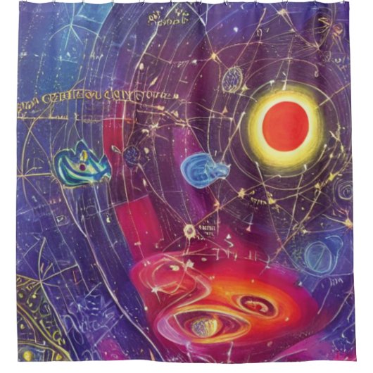 Abstract kosmische diagramgordijn douchegordijn (Voorkant)