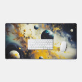 Abstract Kosmos: Planeten in Dans Bureaumat (Keyboard & Muis)