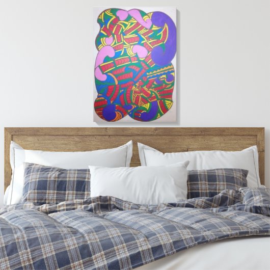 Abstract kowhaiwhai Maori motif Canvas Afdruk (Insitu (Slaapkamer))