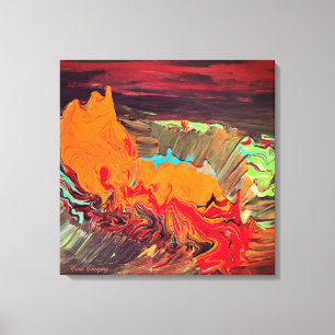Abstract kraakschilderij "Oranje barst" Canvas Afdruk