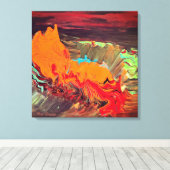 Abstract kraakschilderij "Oranje barst" Canvas Afdruk (Insitu (Houten vloer))