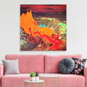 Abstract kraakschilderij "Oranje barst" Canvas Afdruk (Insitu (Woonkamer))