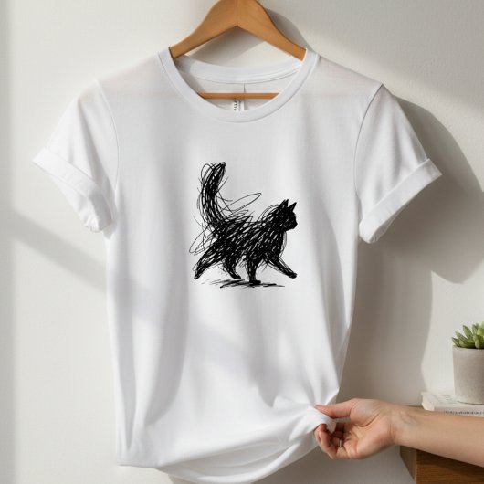 Abstract Krabbelkat Kunst Witte T-shirt voor Vrouw