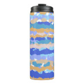 Abstract Krachtig Grafisch Blauw Teal Oranje Karam Thermosbeker (Voorkant)