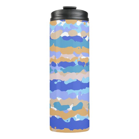 Abstract Krachtig Grafisch Blauw Teal Oranje Karam Thermosbeker (Voorkant)