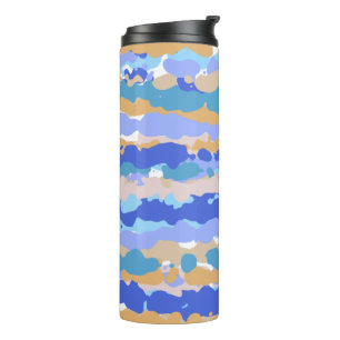 Abstract Krachtig Grafisch Blauw Teal Oranje Karam Thermosbeker