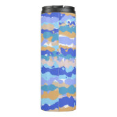 Abstract Krachtig Grafisch Blauw Teal Oranje Karam Thermosbeker (Achterkant)