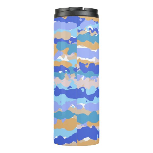 Abstract Krachtig Grafisch Blauw Teal Oranje Karam Thermosbeker (Achterkant)