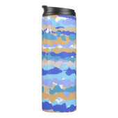 Abstract Krachtig Grafisch Blauw Teal Oranje Karam Thermosbeker (Geroteerd rechts)