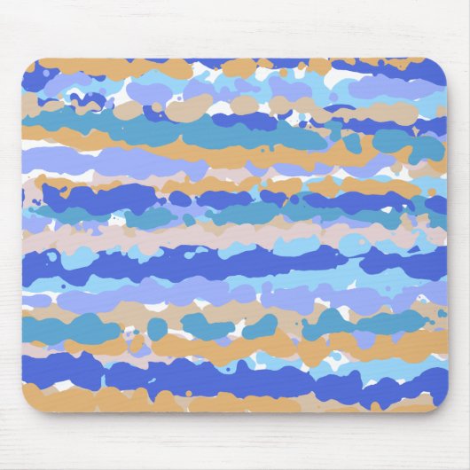 Abstract Krachtig Grafisch Blauw Turquoise Oranje Muismat (Voorkant)