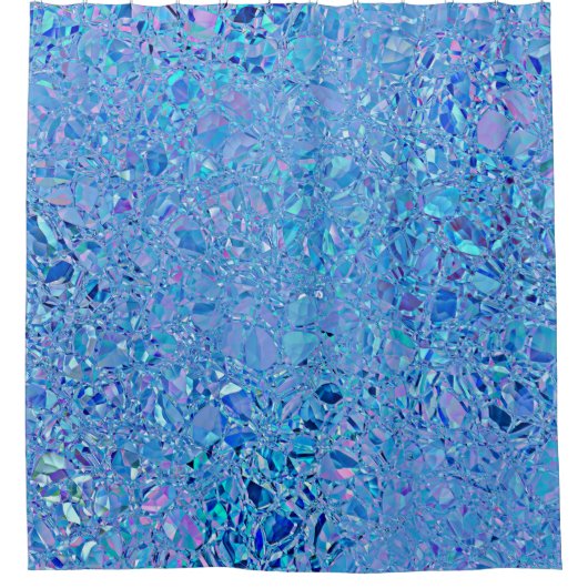 Abstract kristal turquoise en blauw douchegordijn (Voorkant)