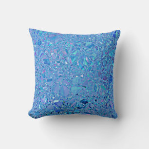 Abstract kristal turquoise en blauw kussen