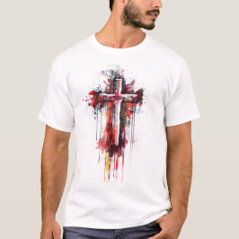 Abstract kruis met bijbel vers T-shirt