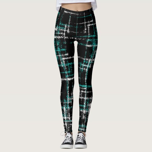 abstract kruispatroon van witte crisissen leggings (Voorkant)