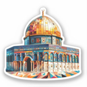 Abstract kubisme Aqsa Palestine Kleurrijke Kunstwe Sticker