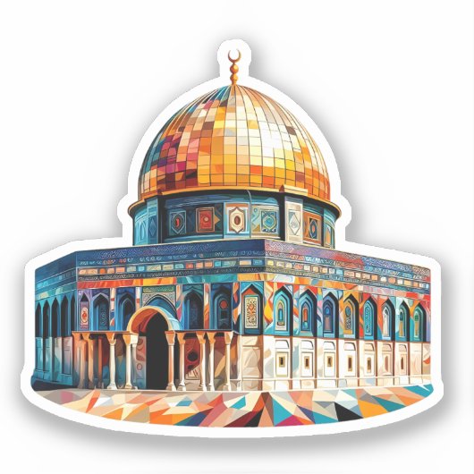 Abstract kubisme Aqsa Palestine Kleurrijke Kunstwe Sticker (Voorkant)