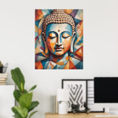 Abstract kubisme kunst | Gautama Buddha Poster (Thuiskantoor)