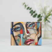 Abstract kubisme Vrouw gezicht Briefkaart (Staand voorkant)