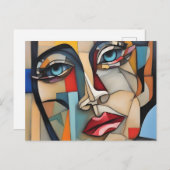Abstract kubisme Vrouw gezicht Briefkaart (Voorkant / Achterkant)