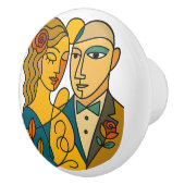 Abstract kubistisch paar romantisch modern art des keramische knop (Rechts)