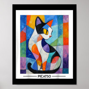 Abstract Kubistische Kattenkunst Ontwerp -- Kracht Poster