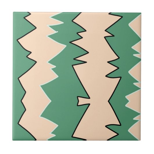 Abstract Kunst Bleek Beige Coral Pink Green Tegeltje (Voorkant)