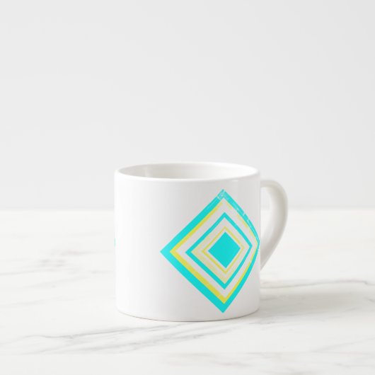 Abstract Kunst Bleek Turquoise Green Blue White Espresso Kop (Voorkant rechts)
