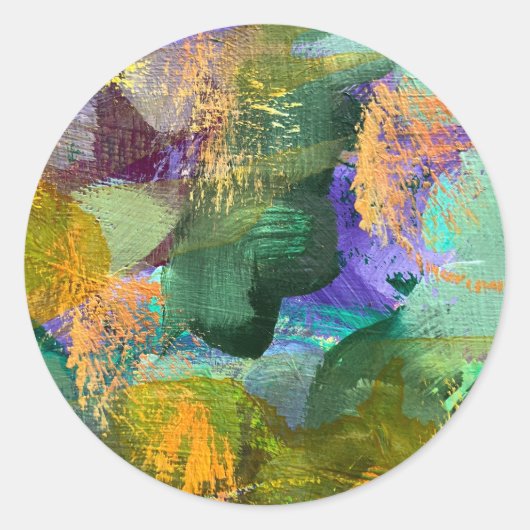 Abstract Kunst Bloemenveld Ronde Sticker (Voorkant)