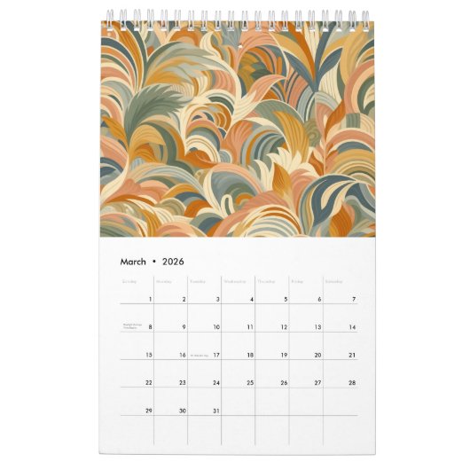 Abstract kunst collectie kalender (Mar 2026)