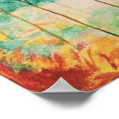 Abstract Kunst Landschap Bomen Schilderij, Teal, G Poster (Hoek)