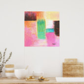 Abstract Kunst Landschap Schilderij Roze Bruin Ora Poster (Keuken)