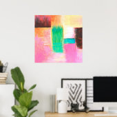 Abstract Kunst Landschap Schilderij Roze Bruin Ora Poster (Thuiskantoor)