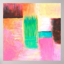 Abstract Kunst Landschap Schilderij Roze Bruin Ora Poster