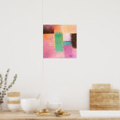 Abstract Kunst Landschap Schilderij Roze Bruin Ora Poster (Keuken)