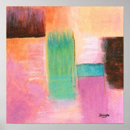 Abstract Kunst Landschap Schilderij Roze Bruin Ora Poster