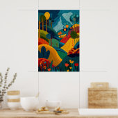 Abstract Kunst Landschapsprint Levendig Modern Blo Poster (Keuken)