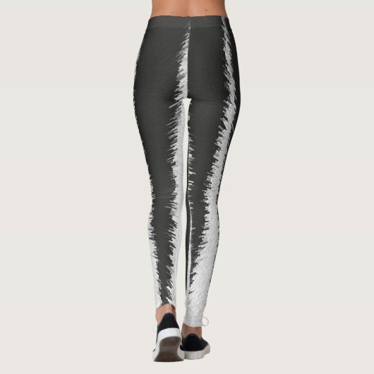 Abstract Kunst Minimalisme Grijs Wit Lijnen Leggin Leggings (Achterkant)
