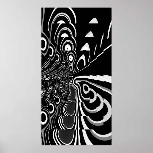 Abstract Kunst Poster Ultra Modern Zwart Wit Grijs (Voorkant)