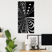 Abstract Kunst Poster Ultra Modern Zwart Wit Grijs (Thuiskantoor)
