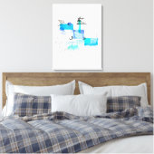 Abstract Kunstblauw en grijs groen Canvas Afdruk (Insitu (Slaapkamer))
