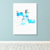 Abstract Kunstblauw en grijs groen Canvas Afdruk (Insitu (Houten vloer))