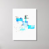 Abstract Kunstblauw en grijs groen Canvas Afdruk (Voorkant)