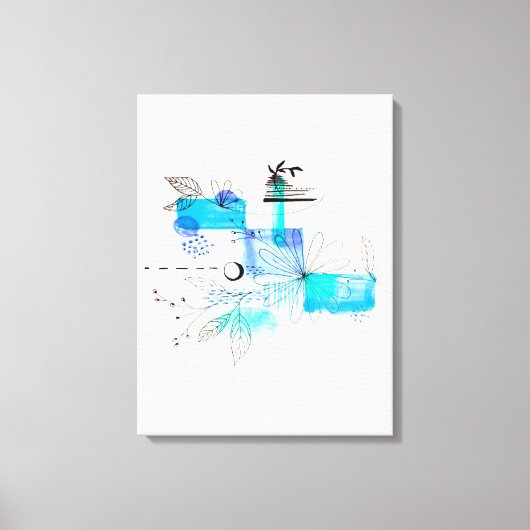 Abstract Kunstblauw en grijs groen Canvas Afdruk (Voorkant)