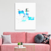 Abstract Kunstblauw en grijs groen Canvas Afdruk (Insitu (Woonkamer))