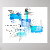 Abstract Kunstblauw en grijs groen Poster (Voorkant)