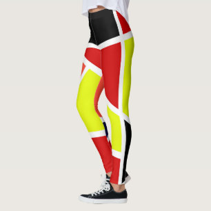 Abstract kunstblauw - gele rode minimalistisch leggings