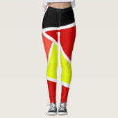 Abstract kunstblauw - gele rode minimalistisch leggings (Voorkant)