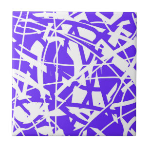 Abstract kunstblauw Paars-witminimalisme Tegeltje