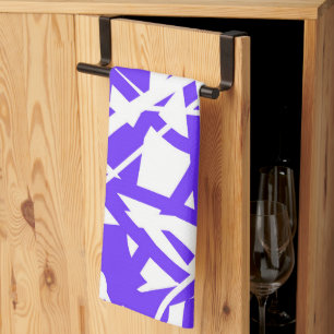 Abstract kunstblauw Paars-witminimalisme Theedoek