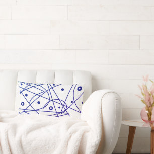 Abstract Kunstblauw Witte Lijnen Minimalisme Kussen